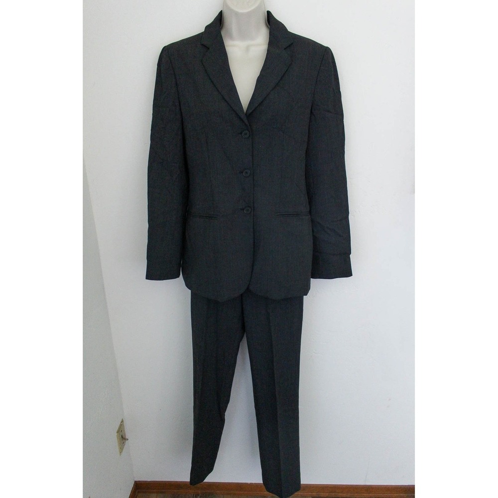Emporio Armani Pants Suit Womens Size 40 / 38 Charcoal Wool Blend Blazer Vintage